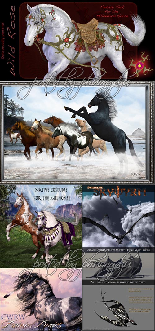 Daz3D Dragon and Horses Daz3D Dragon and Horses