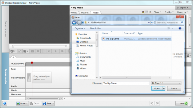 Windows Live Movie Maker 导入