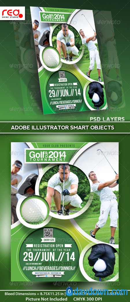 高尔夫邀请赛传单模板 GraphicRiver Golf Tournament Flyer Poster Magazine Template