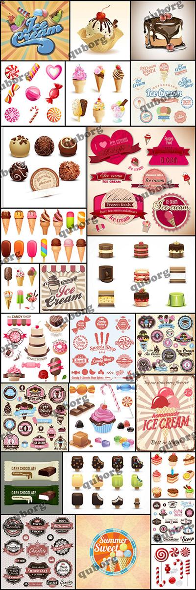 冰淇淋和糖果 Stock Vector – Ice Cream & Candy