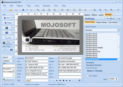 Mojosoft BusinessCards MX 4.91 Multilingual Portable 名片制作软件