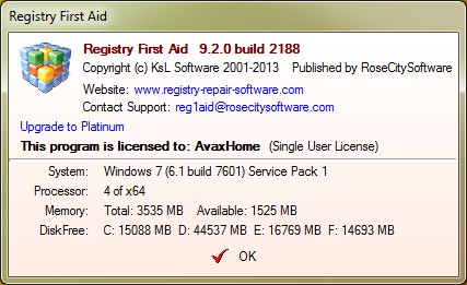 Registry First Aid Standard 9.2.0 Build 2188 (x86/x64)