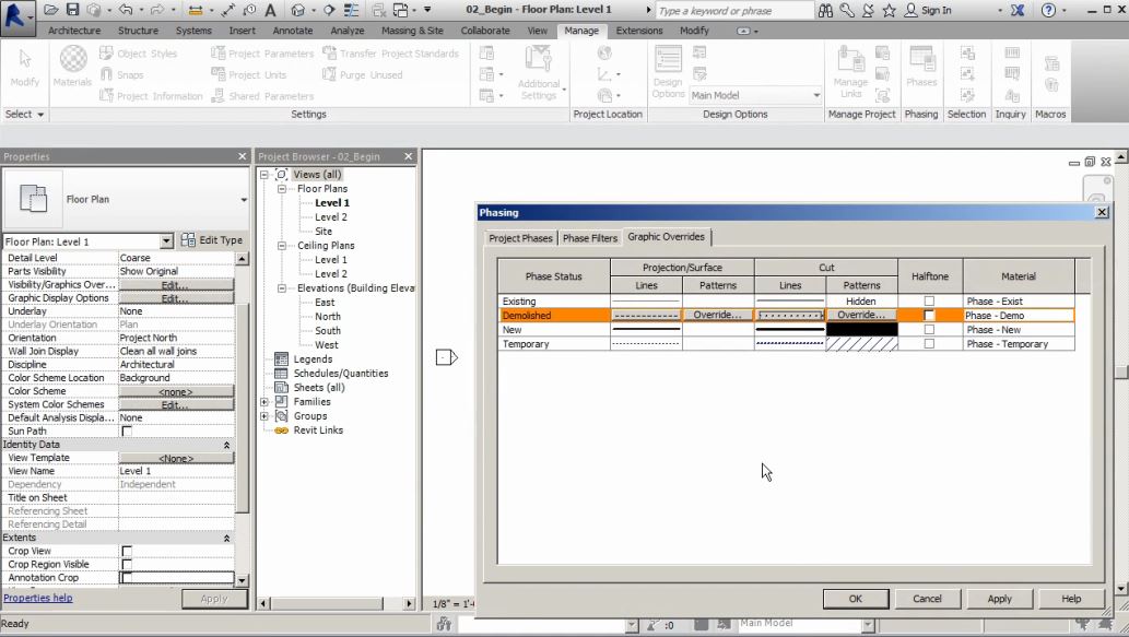 Setting Construction Phases in Revit