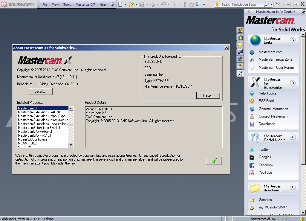 Mastercam X7 MU1 for SolidWorks