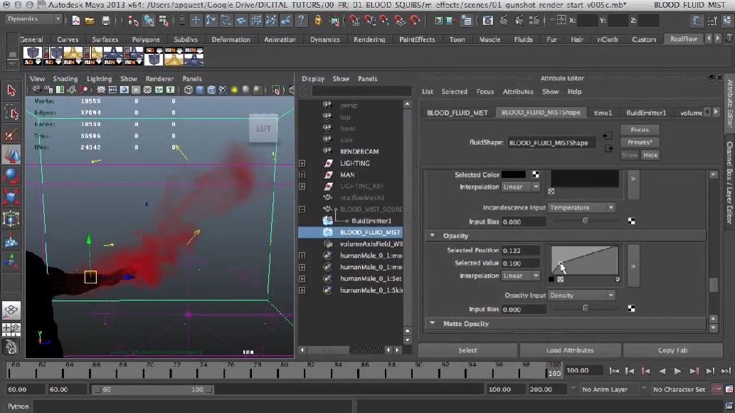Creating Blood FX in Maya and RealFlow 