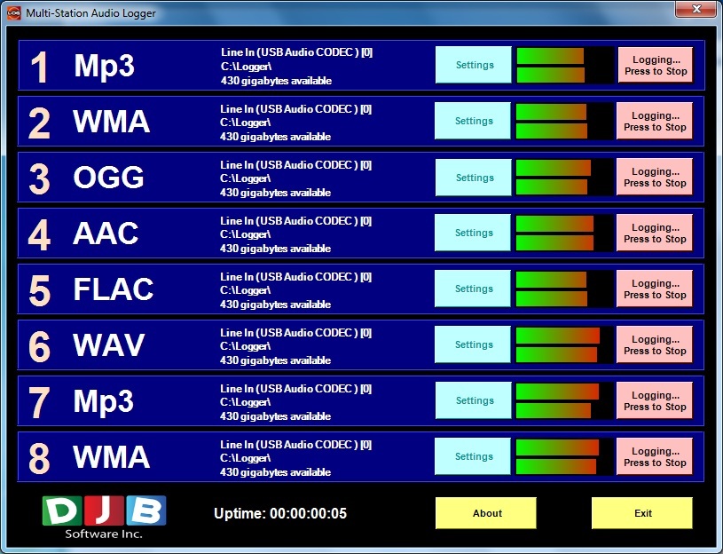 DJB 8CH-Stereo Digital Audio Logger 1.0.0.1