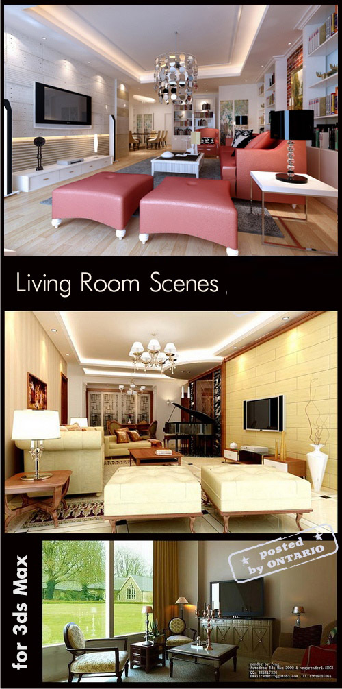 Living room Interiors Scenes for 3ds Max, part 13 Living room Interiors Scenes for 3ds Max, part 13
