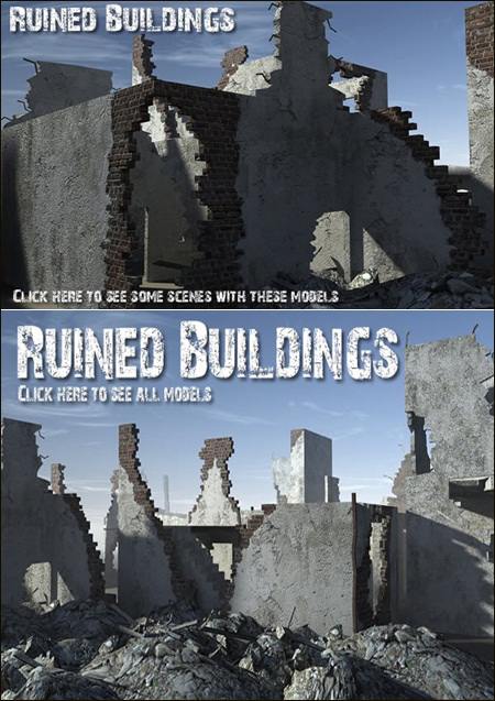 DEXSOFT-GAMES – Ruined Buildings model pack by Swen Johanson 残壁模型包