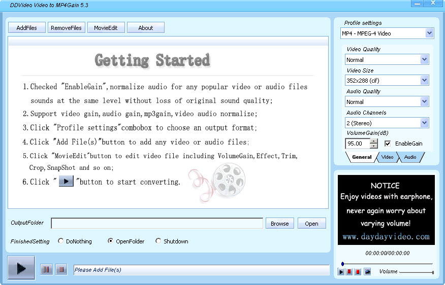 DDVideo Video to MP4 Gain 5.3