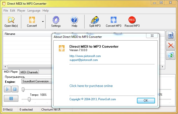 Direct MIDI to MP3 Converter 7.0