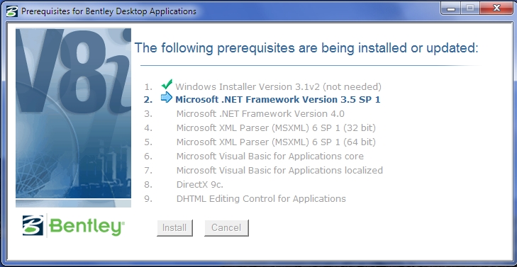Prerequisites for Bentley Desktop Applications 08.11.09.03