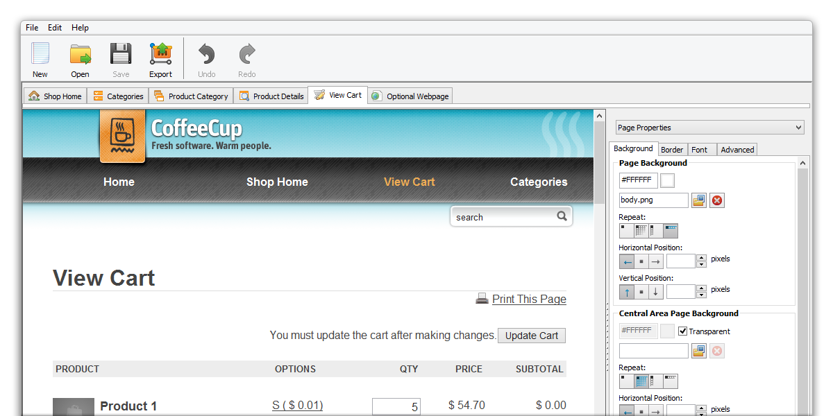 CoffeeCup Shopping Cart Designer Pro v3.9.463
