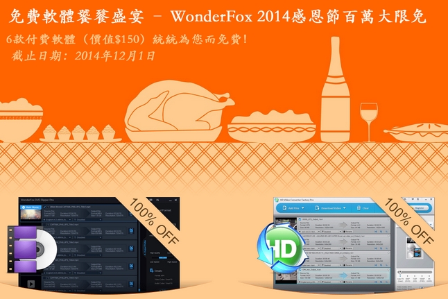 WonderFox 2014感恩节免费送