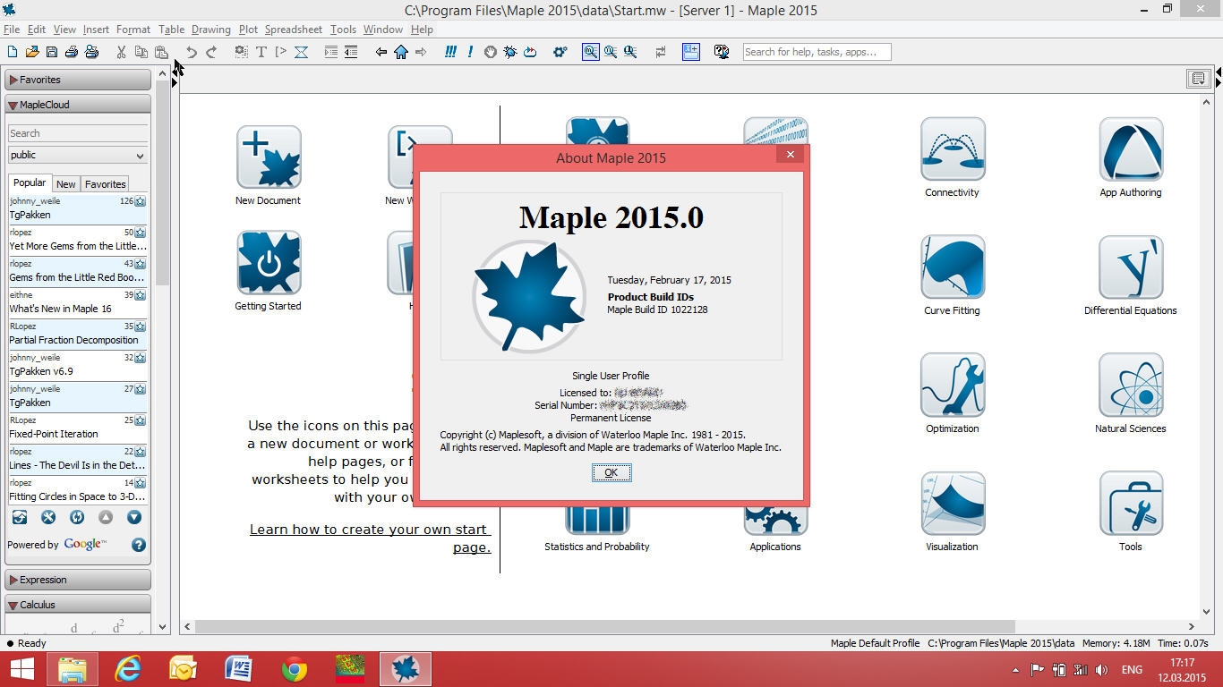 Maplesoft Maple 2015.0