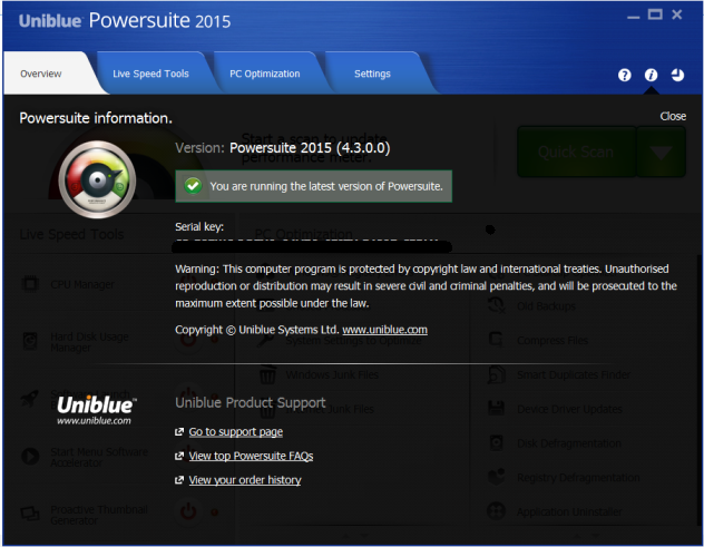 Uniblue Powersuite 2015 4.3.0.0