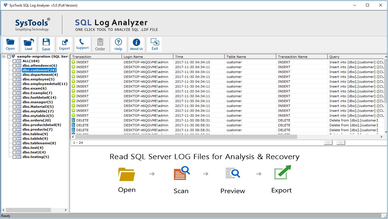 SysTools SQL Log Analyzer 6.0