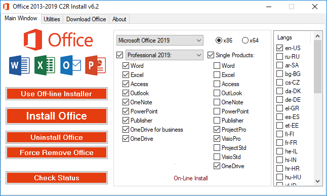 Office 2013-2019 C2R Install / Install Lite 6.5.0