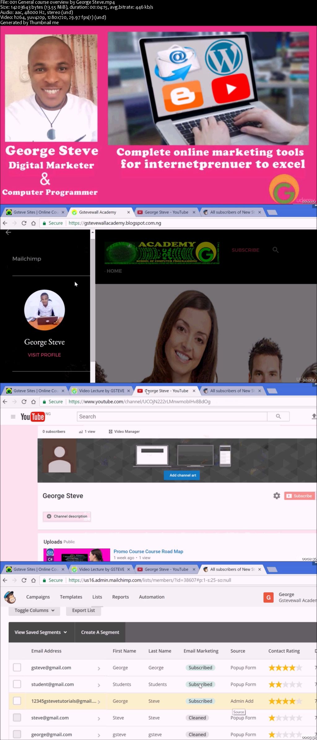 Complete guide on WordPress, Blogging, YouTube & Mailchimp