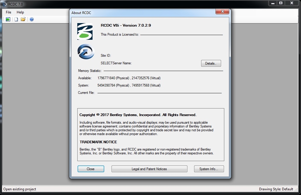 RCDC V8i version 07.00.02.09