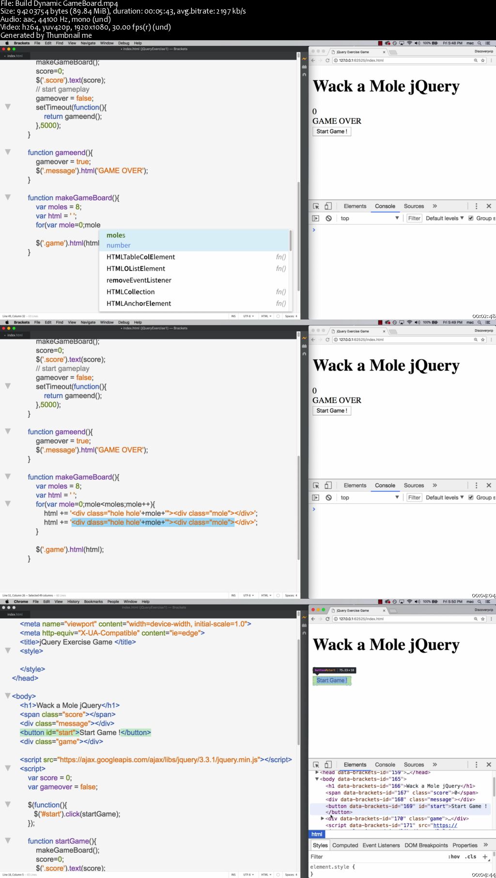 A JQuery Wack a Mole Exercise