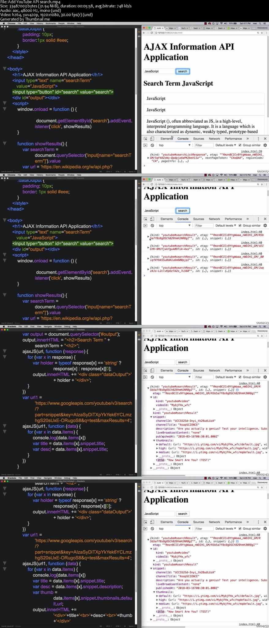 A JavaScript Projects AJAX Information Application Exercise