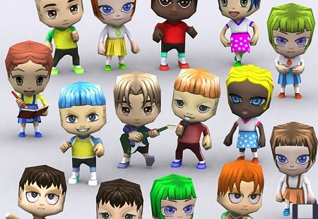 Cubebrush – 3DRT – Chibii people kids