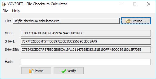 VovSoft File Checksum Calculator 1.1