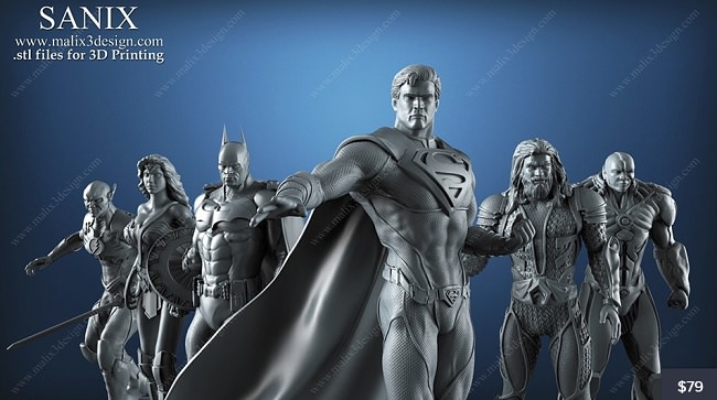 Cubebrush – Justice League – 6 characters for 3D Printing