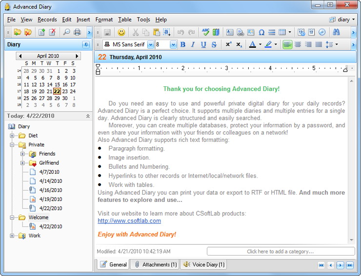 CSoftLab Advanced Diary 4.2.1 Multilingual