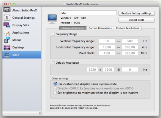 SwitchResX 4.7.0 MacOSX