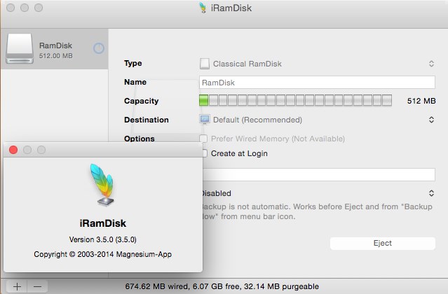iRamDisk 3.5.0 Mac OS X
