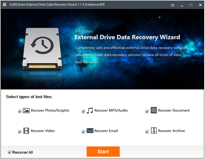 IUWEshare External Drive Data Recovery Wizard 1.1.5.8 Unlimited / AdvancedPE
