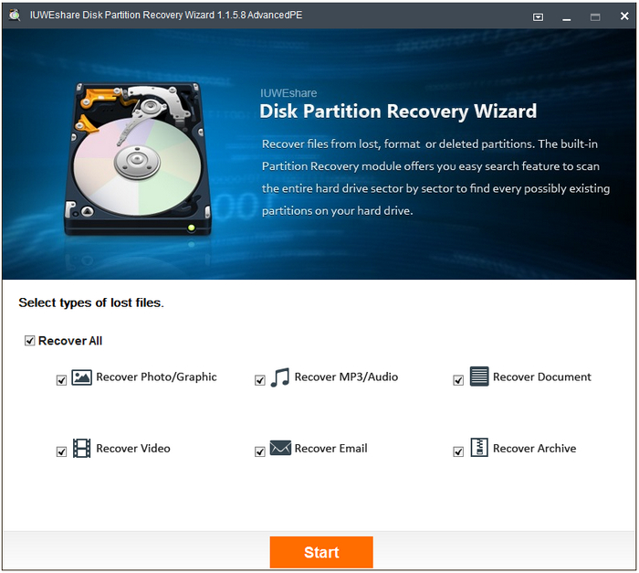 IUWEshare Disk Partition Recovery Wizard 1.1.5.8 Unlimited / AdvancedPE