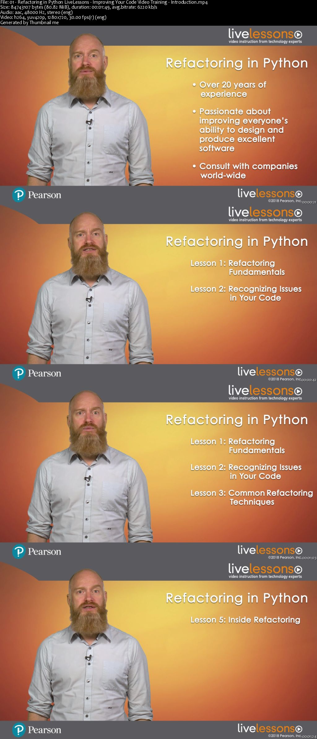 Refactoring in Python LiveLessons: Improving Your Code Video Training