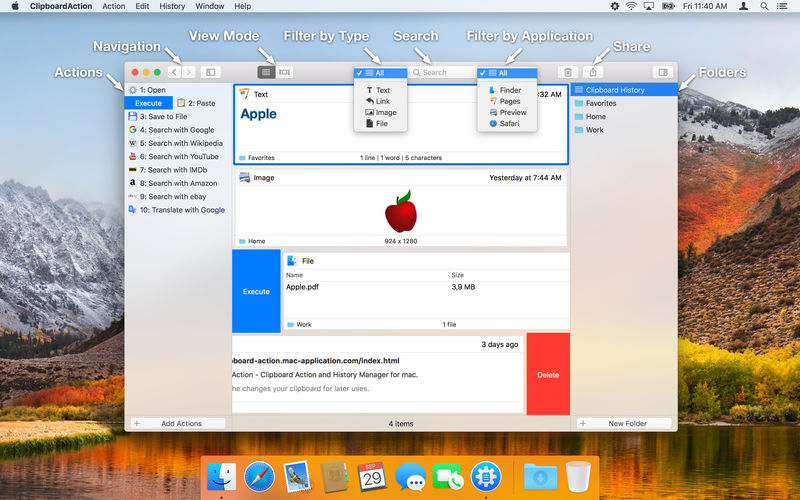 Clipboard Action 1.3.1 MacOSX