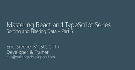 Mastering React and TypeScript, Part 5: Sorting and Filtering