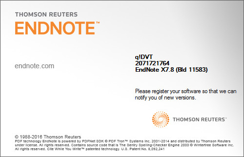Thomson Reuters EndNote X7.8 Build 11583