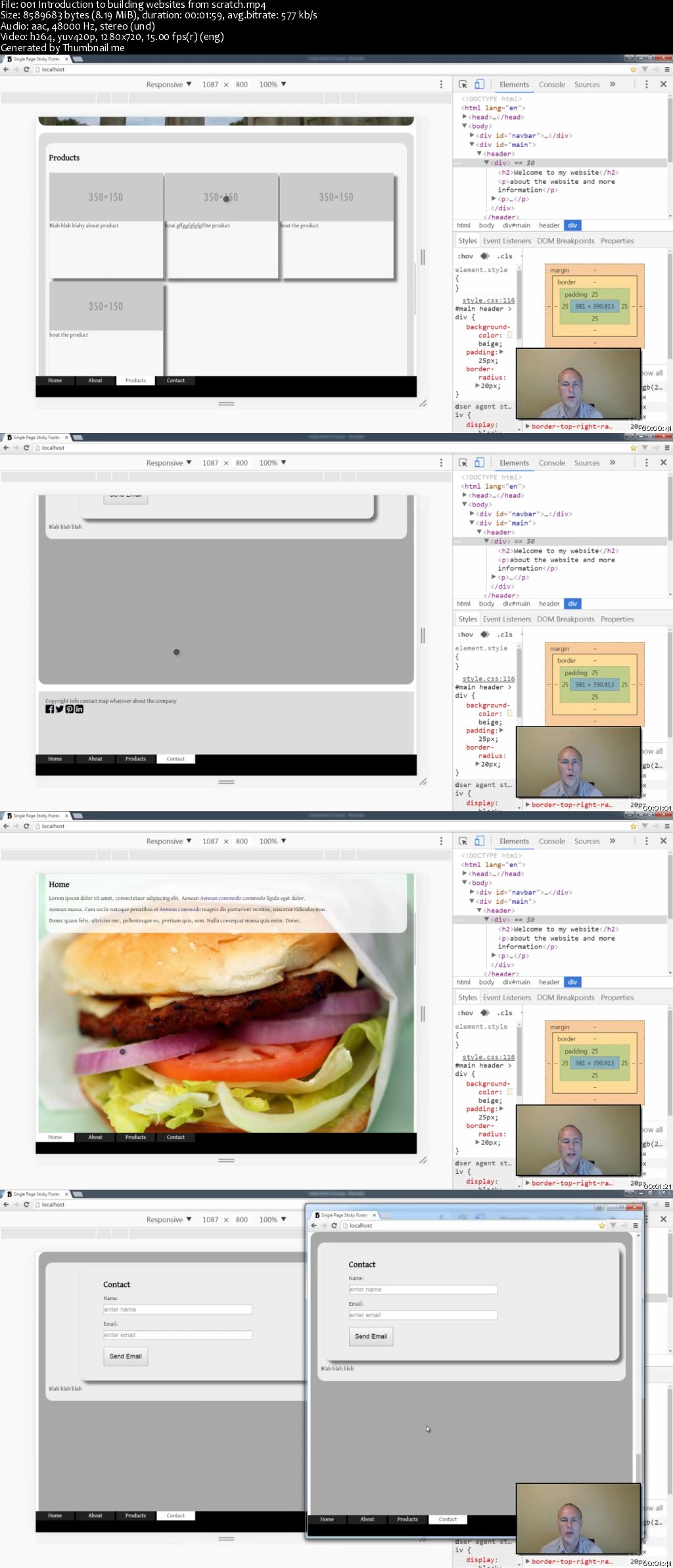 Website development HTML CSS creating a single page website
