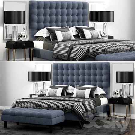 Bed TOV Furniture Eden Grey Velvet Tufted