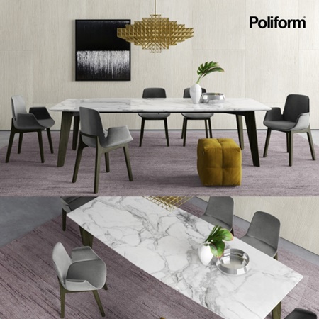 Poliform Howard Table and Ventura Chairs