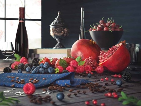 3D Models Berries Pomegranate CGI