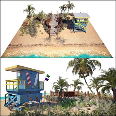 Ocean Beach set and Miami Lifeguard Hut