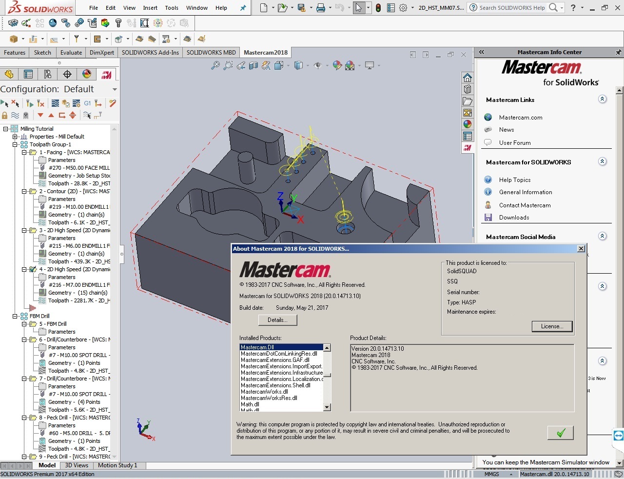 Mastercam 2018 version 20.0.14713.10 for SolidWorks 2010-2017