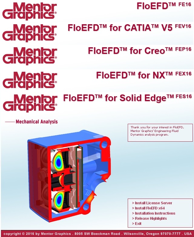 Mentor Graphics FloEFD 16.2x Standalone/NX/CATIAV5/Creo/SolidEdge Suite x64