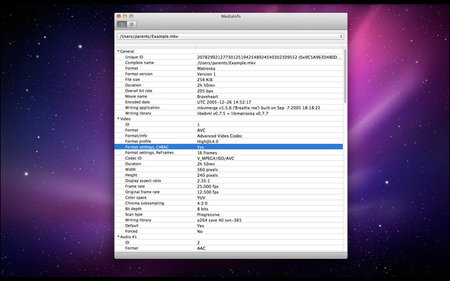 MediaInfo 0.7.91 Multilingual MacOsX 视频和音频文件信息工具