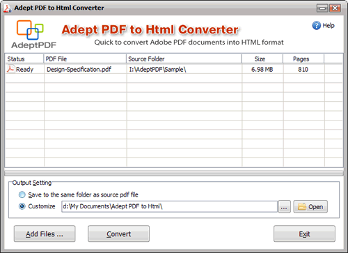 Adept PDF to HTML Converter 3.40