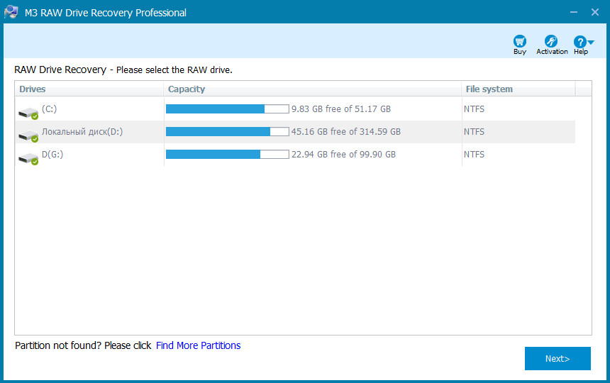 M3 RAW Drive Recovery Professional / Server 5.5.1