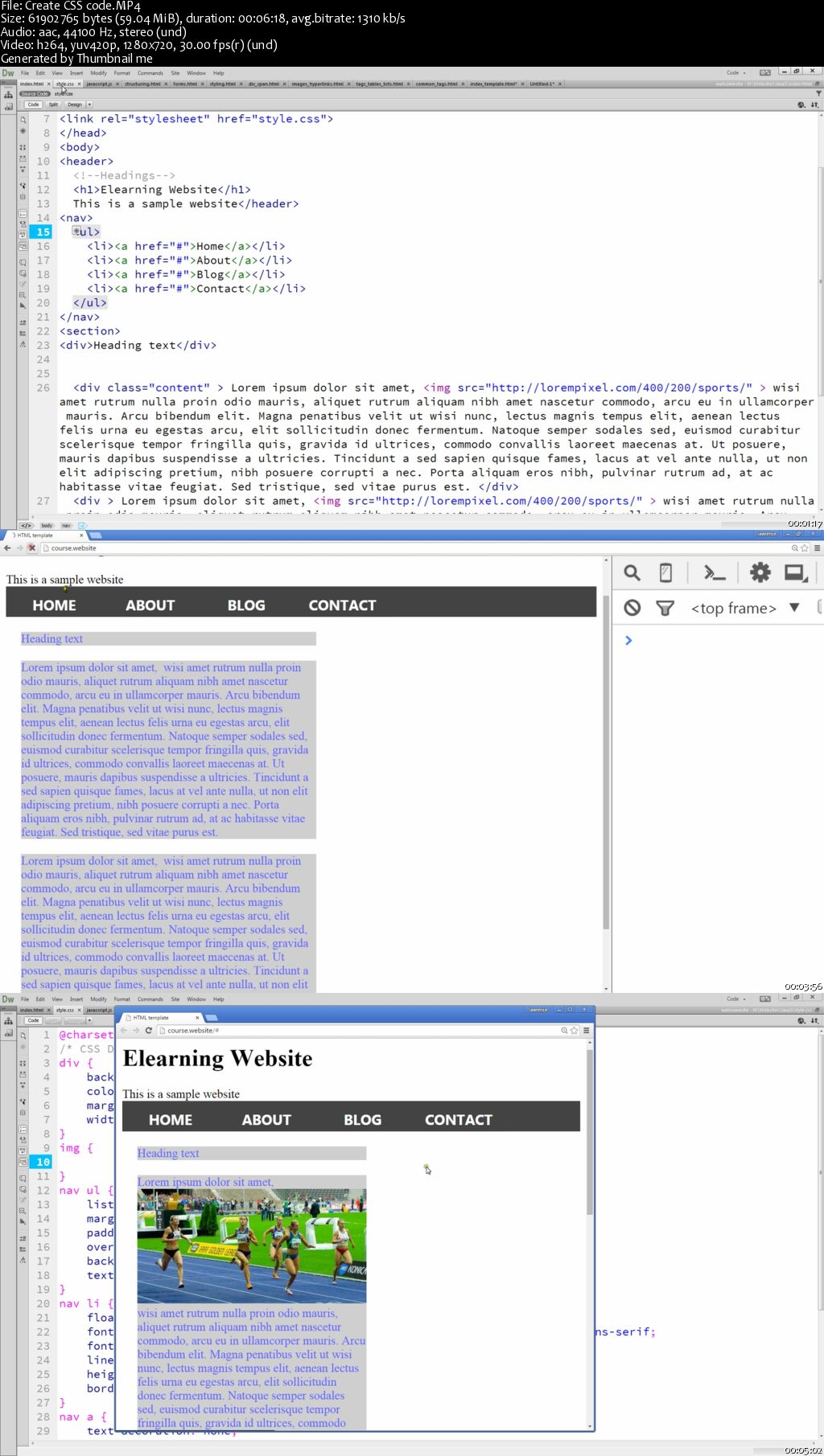 CSS styling of HTML code