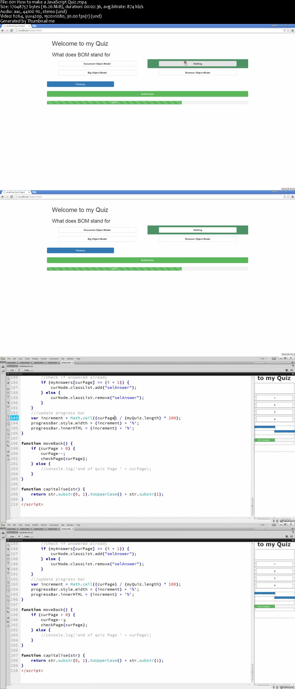 JavaScript HTML CSS Project make a Quiz Tutorial [Updated]