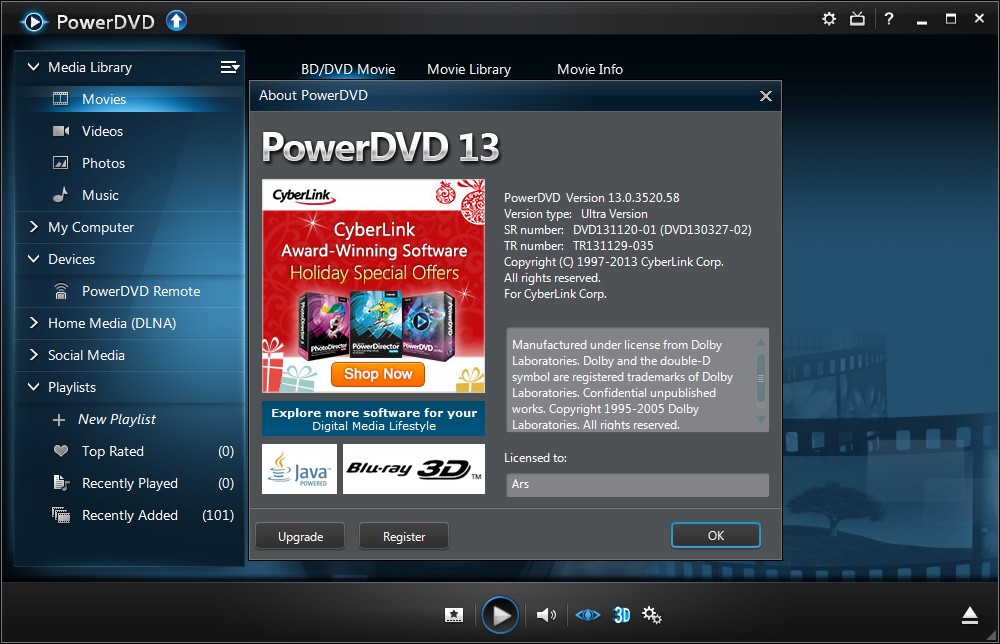 CyberLink PowerDVD Ultra 13.0.3520.58